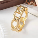 Waterproof 18K gold oversized chain link rigid bangle Biya Accessoires UAE.