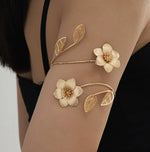 Waterproof 18K gold floral upper arm cuff Biya Accessoires UAE.