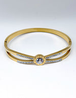 Waterproof gold pave crystal center stone bracelet for women Dubai.