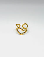 18K gold plated abstract wave open ring by Biya Accessoires.