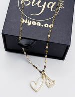 Luxury mother of pearl heart necklace gift for her.