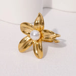Modern luxury fine art editorial jewelry chunky smooth flower ring gift for her.