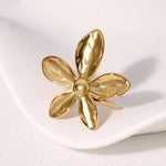 Modern luxury fine art editorial jewelry chunky smooth flower ring gift for her.