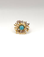 18K gold plated turquoise sunburst statement ring by Biya Accessoires.