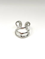 Waterproof silver abstract open work statement ring for women Dubai.
