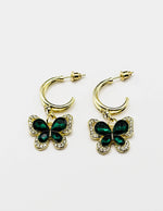 Biya Accessoires artificial jewellery online dubai emerald green butterfly drop earrings.