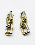 Biya Accessoires artificial jewellery online dubai gold rectangular link statement earrings.