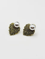 Biya Accessoires artificial jewellery online dubai oversized pearl and crystal fan earrings.