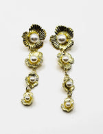 Imitation jewelry uae pleated golden leaf and pearl drop fashion jewelry.
