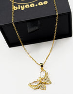 Everyday luxury fashion jewelry butterfly necklace with durable PVD gold coating.