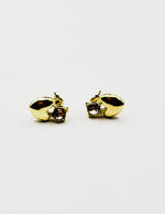 Biya Accessoires gold puffy heart drop earrings with crystal stud.
