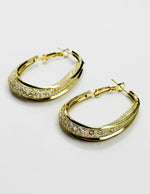 Biya Accessoires gold triple band hoop earrings with stardust texture.