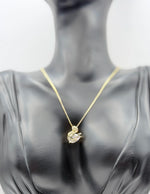 Biya Accessoires 18K gold plated swan necklace with pavé crystals and teardrop stone.