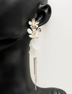 Biya Accessoires artificial jewellery online dubai frosted petal and chain fringe floral earrings.