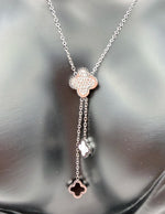 Hypoallergenic non-tarnish crystal clover drop necklace Dubai.