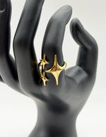 Modern luxury fine art editorial jewelry sculpted North Star ring gift for her.