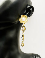 Best imitation jewellery brands in uae tiered floral gold and pearl dangles.