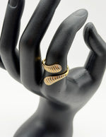 Waterproof gold and white ribbed open statement ring for women Dubai.