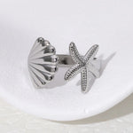 Modern luxury fine art editorial silver jewelry coastal statement ring gift for her.