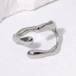 Modern luxury fine art editorial jewelry silver abstract ring gift for her.