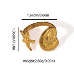 Modern luxury gold beach jewelry dual shell ring gift for her.