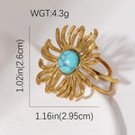 Modern luxury gold adjustable turquoise resort wear ring gift for her.