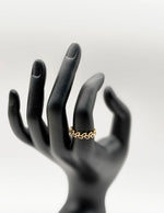 18K gold plated open work leaf vine ring by Biya Accessoires.