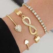 Waterproof 18K gold infinity and heart bracelet stack Biya Accessoires UAE.