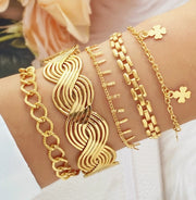 Hypoallergenic gold plated watch-link and curb chain stack United Arab Emirates.