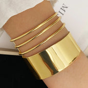Waterproof 18K gold wide statement cuff and multi-strand bangle set Biya Accessoires UAE.