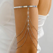 Waterproof silver draped chain arm cuff Biya Accessoires UAE.