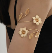Waterproof 18K gold floral upper arm cuff Biya Accessoires UAE.