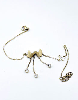 Waterproof gold delicate charm bracelet with dangling crystals UAE.