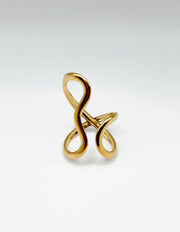 18K gold plated abstract infinity loop ring by Biya Accessoires.