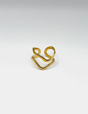18K gold plated abstract wave open ring by Biya Accessoires.