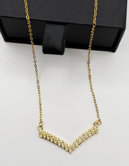 Hypoallergenic non-tarnish clear crystal tennis style necklace.