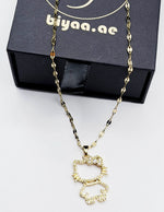 18K gold plated crystal kitty silhouette pendant necklace.