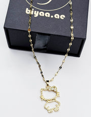 18K gold plated crystal kitty silhouette pendant necklace.