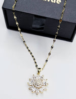 18K gold plated crystal sunflower pendant necklace in luxury gift box.
