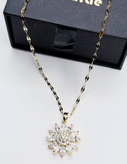 18K gold plated crystal sunflower pendant necklace in luxury gift box.
