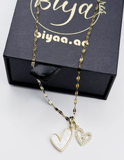 Luxury mother of pearl heart necklace gift for her.