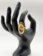 Hypoallergenic non-tarnish abstract textured gold ring UAE.