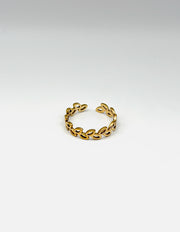 Waterproof gold hollow botanical adjustable ring for women Dubai.