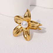 Modern luxury fine art editorial jewelry chunky smooth flower ring gift for her.