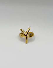 18K gold plated petite starfish open ring by Biya Accessoires.