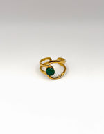 18K gold plated green turquoise wave open ring by Biya Accessoires.