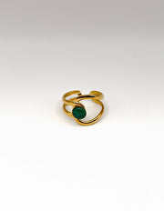 18K gold plated green turquoise wave open ring by Biya Accessoires.