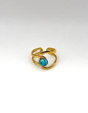 Hypoallergenic non-tarnish high polish blue stone ring UAE.