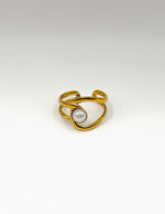 18K gold plated white turquoise wave open ring by Biya Accessoires.