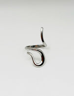 silver plated architectural S-curve wrap ring by Biya Accessoires.
